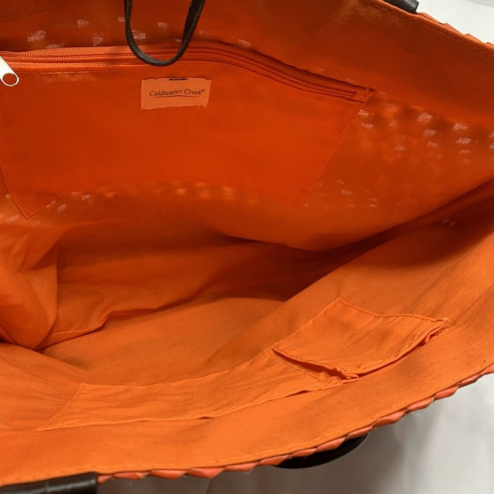 NWT Coldwater Creek Orange Straw Eyelet Sabutan Med sizeTote Bag Handbagππ²β¬οΈ - Picture 5 of 5